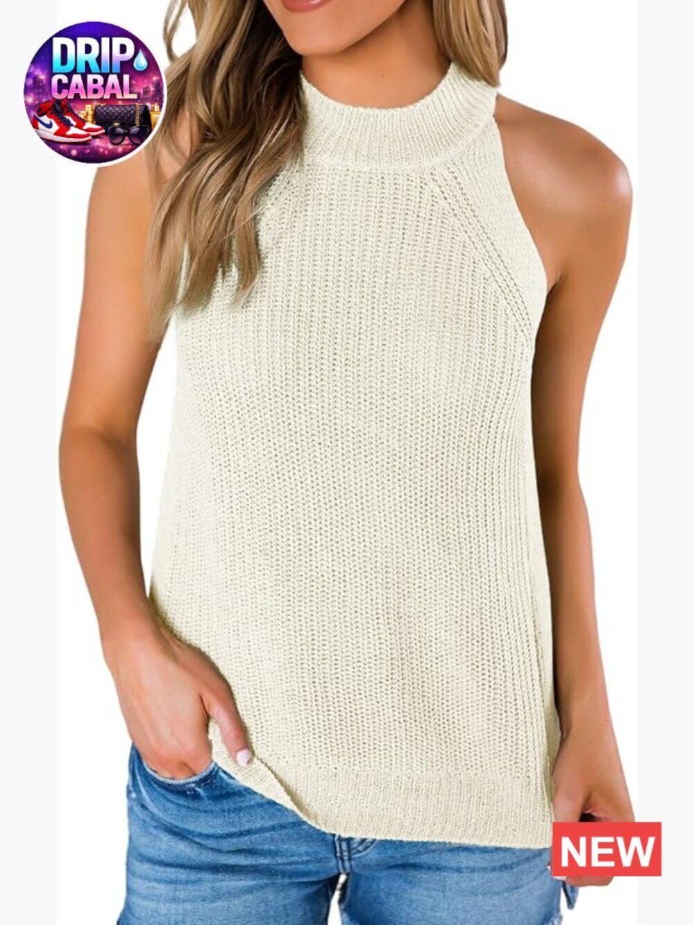 Women's Summer Halter Tank Top Sleeveless Racerback Loose Knit Cami Sweater Vest